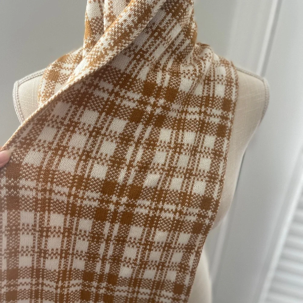 Timberland Brown and Cream Plaid Scarf